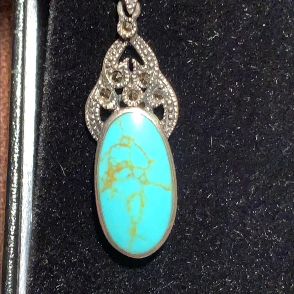 Sterling Silver/Turquoise classic danglin earrings - Picture 3 of 11